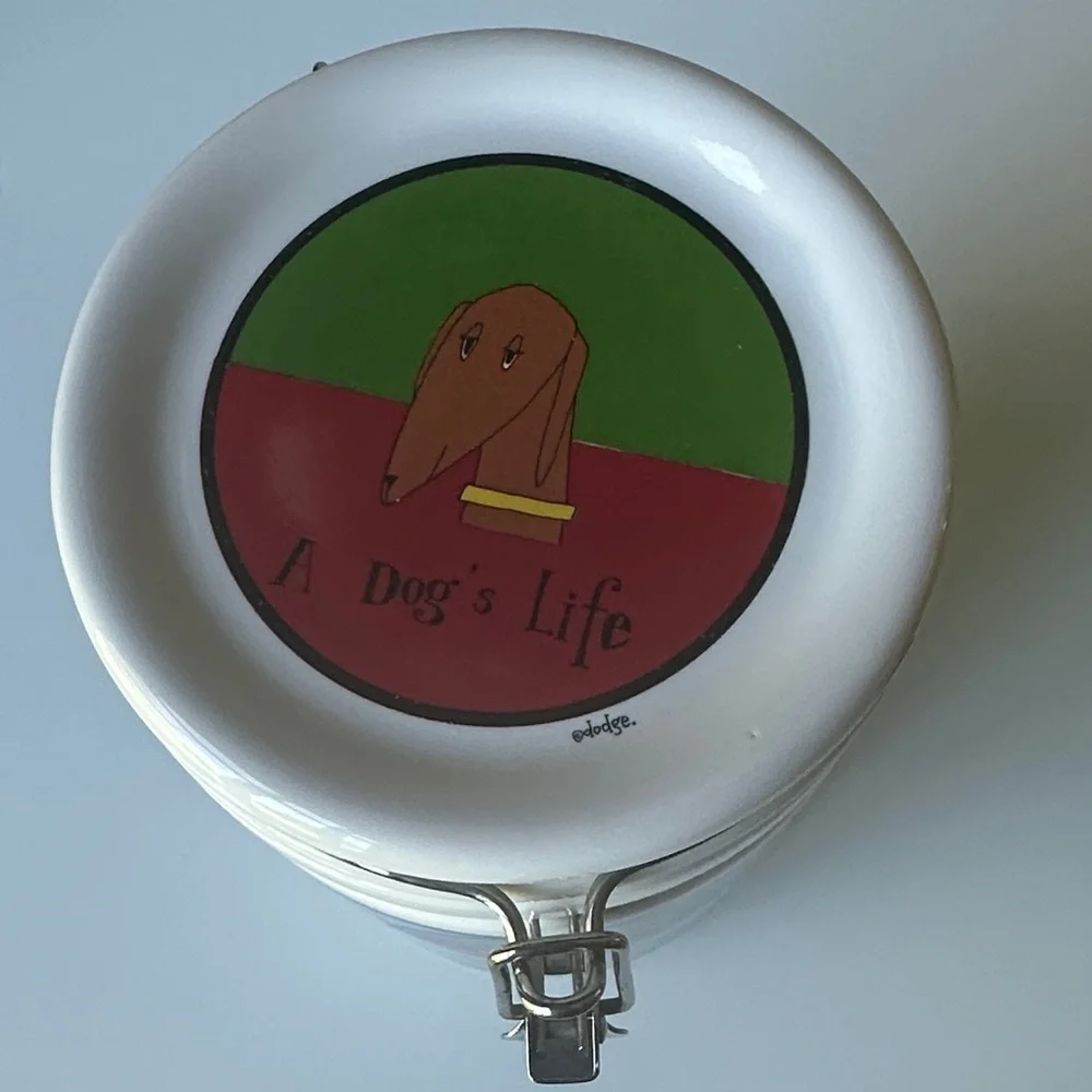 A Dog's Life by Ursula Dodge Design Ceramic Dog Food or Treat Container